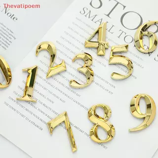 [Thevatipoem] 1 ชิ้นความสูง 5 ซม.Golden Home สติกเกอร์ที่อยู่ประตูป้ายทอง Modern House Number HOT