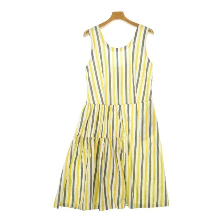 MARNI Dress Gray White Women Yellow Vertical Stripes Direct from Japan Secondhand