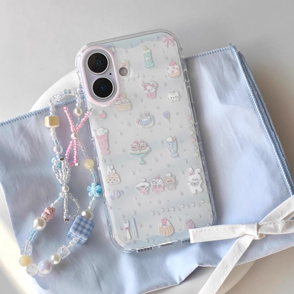 Apple 17promax การ์ตูน Glitter 13pro ขนมหวาน kt Cat iPhone15/16pro เคสโทรศัพท์เหมาะสําหรับโซ่