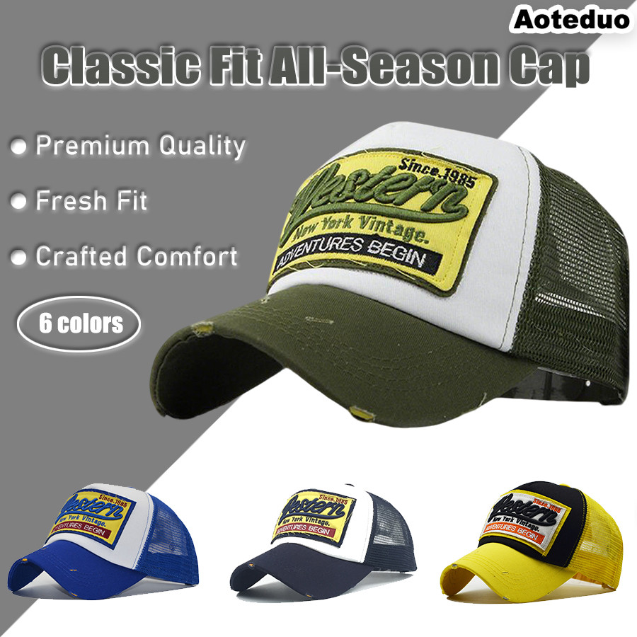3D Western Letter Mesh Cap – หมวก Trucker ระบายอากาศในฤดูร้อน, Unisex
