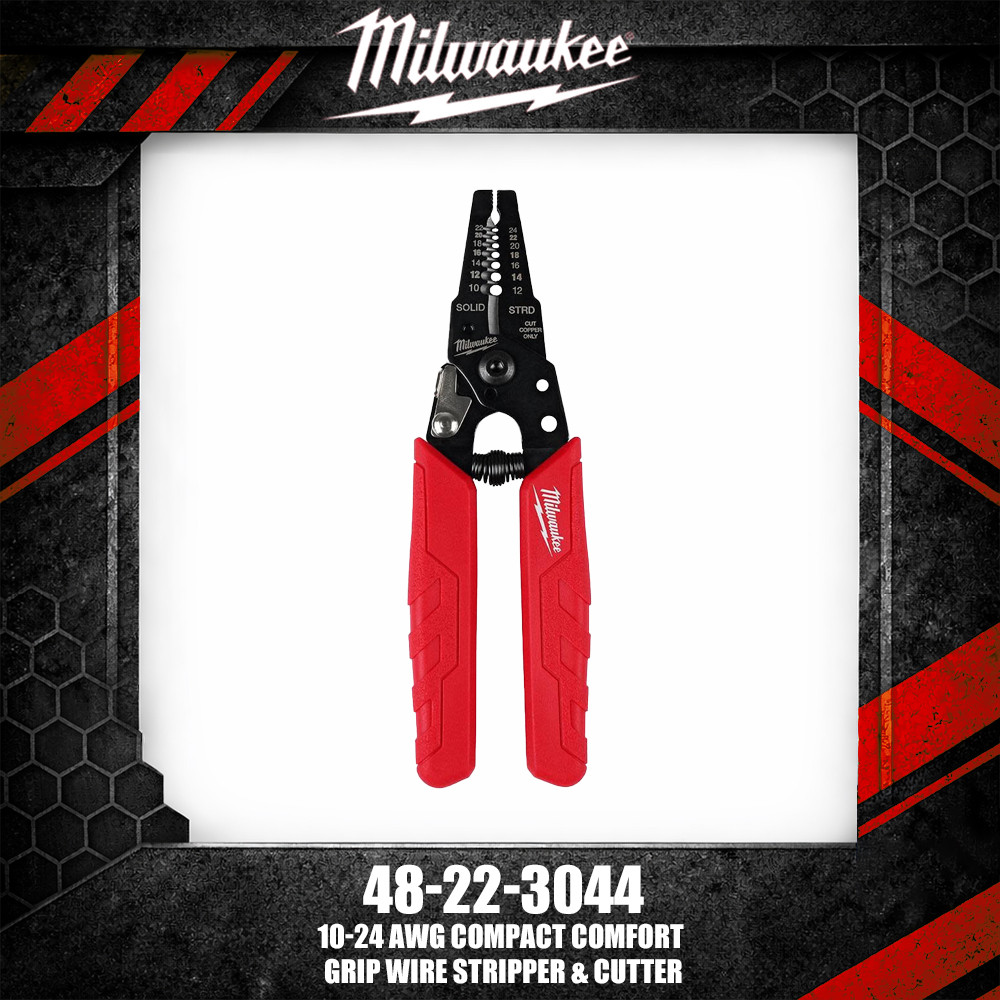 Milwaukee 48-22-3044 10-24 AWG Compact Comfort Grip Wire Stripper & เครื่องตัดเครื่องมือ