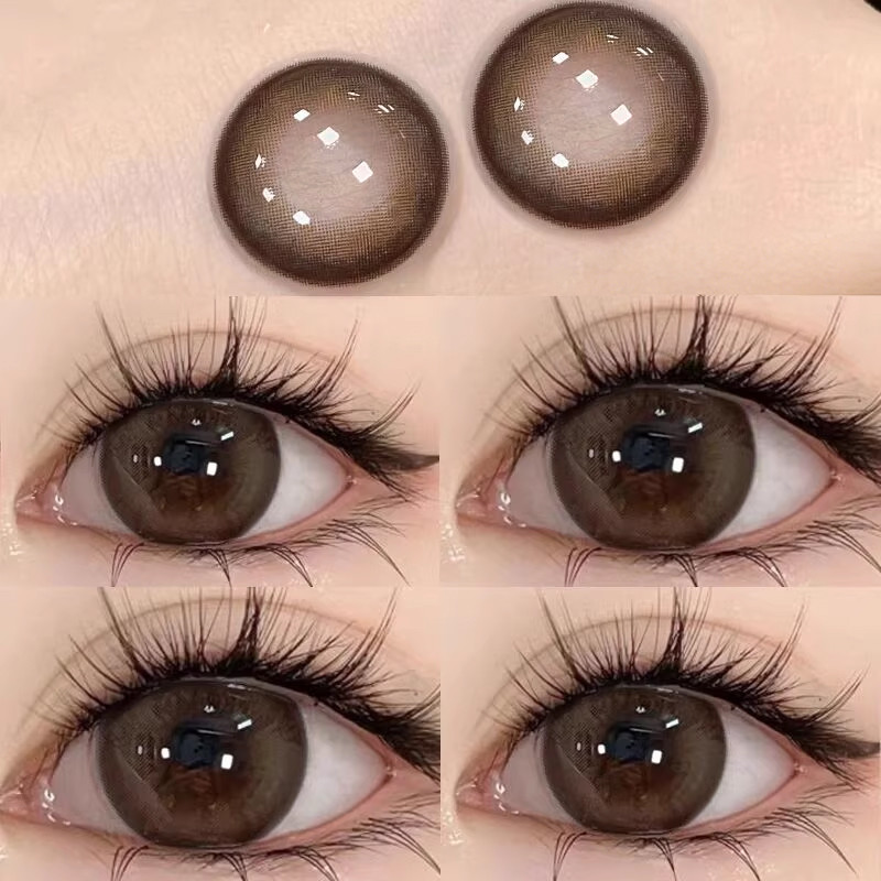 contact lens contact lens power contact lens brown แพ็ค2ชิ้น] เครื่องสําอางตาครึ่งปีขัดเส้นผ่าศูนย์ก