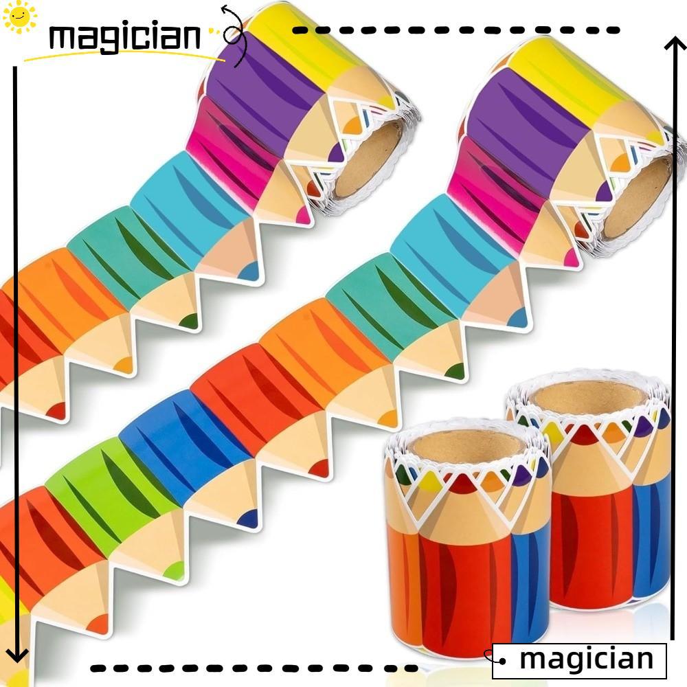 MAGICIAN กระดาษชายแดน 1 ม้วน, กระดาษ DIY กระดานดํา Bulletin Board Border, 3 นิ้ว Self กาว Border Trim สติกเกอร์งานฝีมือทําด้วยมือ