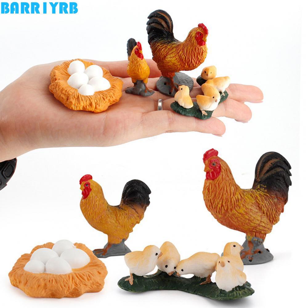 BARR1YRB Life CYCLE ตัวเลขวิทยาศาสตร์ 4 ชิ้น/เซ็ต Cock สัตว์ปีก Growth CYCLE Miniature ของเล่นเพื่อก