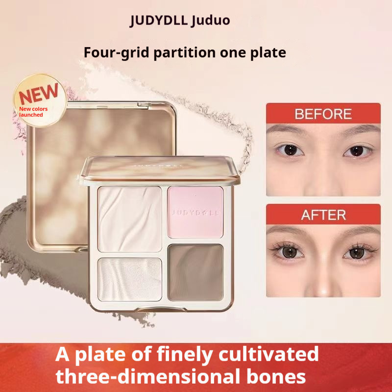 JudydoLL Highlight Contour Matte Comprehensive Four-Color Palette Easy To Color Persistent Coloring Face Shadow Matte face Highlight Multi-Functional Contour Plate Facial Makeup