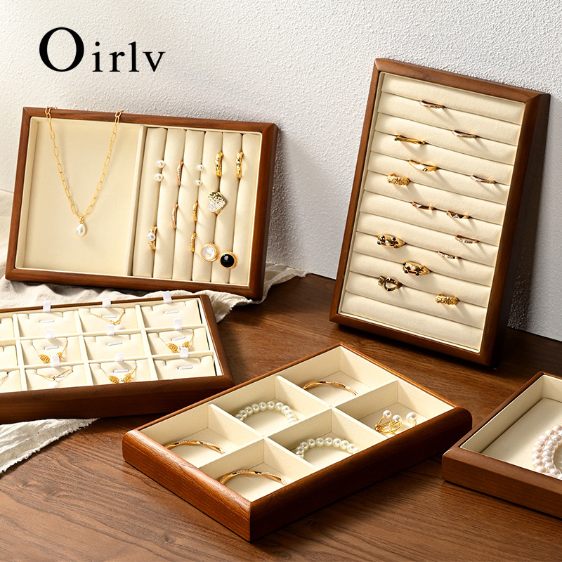 Oirlv เครื่องประดับไม้ถาดหลายช่องเครื่องประดับกล่องเก็บสําหรับ Shop ขายปลีกและใช้ในบ้าน P180 P181 P182