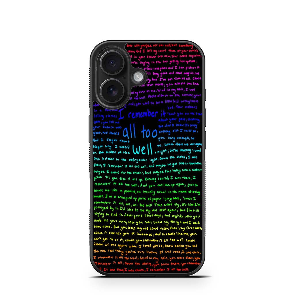 Taylor Lyrics Quotes All Too Well เคสป้องกันเชลล์ IPhone 16 17 Pro Max Plus Mini XS