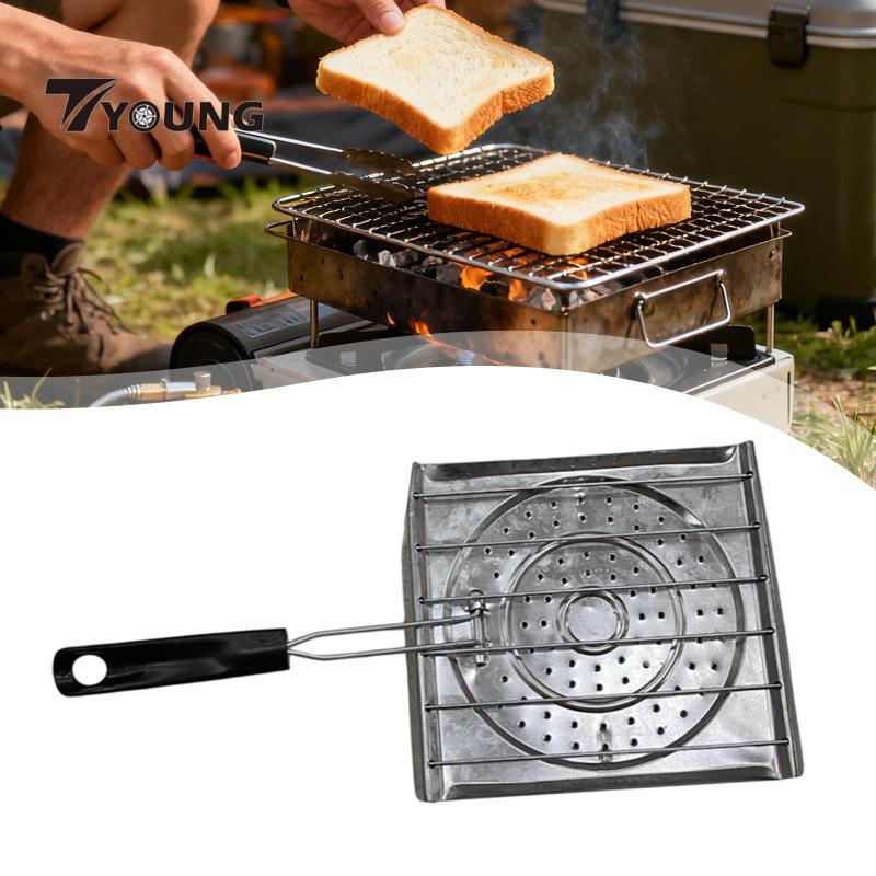 [มีจําหน่าย] Camping Bread Toaster Stainless Cooking Grill Rack for Picnic BBQ Campfire Kitchen Use