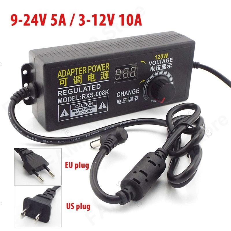 ปรับหน้าจอ 3 V-12 V 10A 9 V-24 V 5A AC DC 12 14 15 16 17 18 19 20 22 24V Universal Adapter แหล่งจ่าย