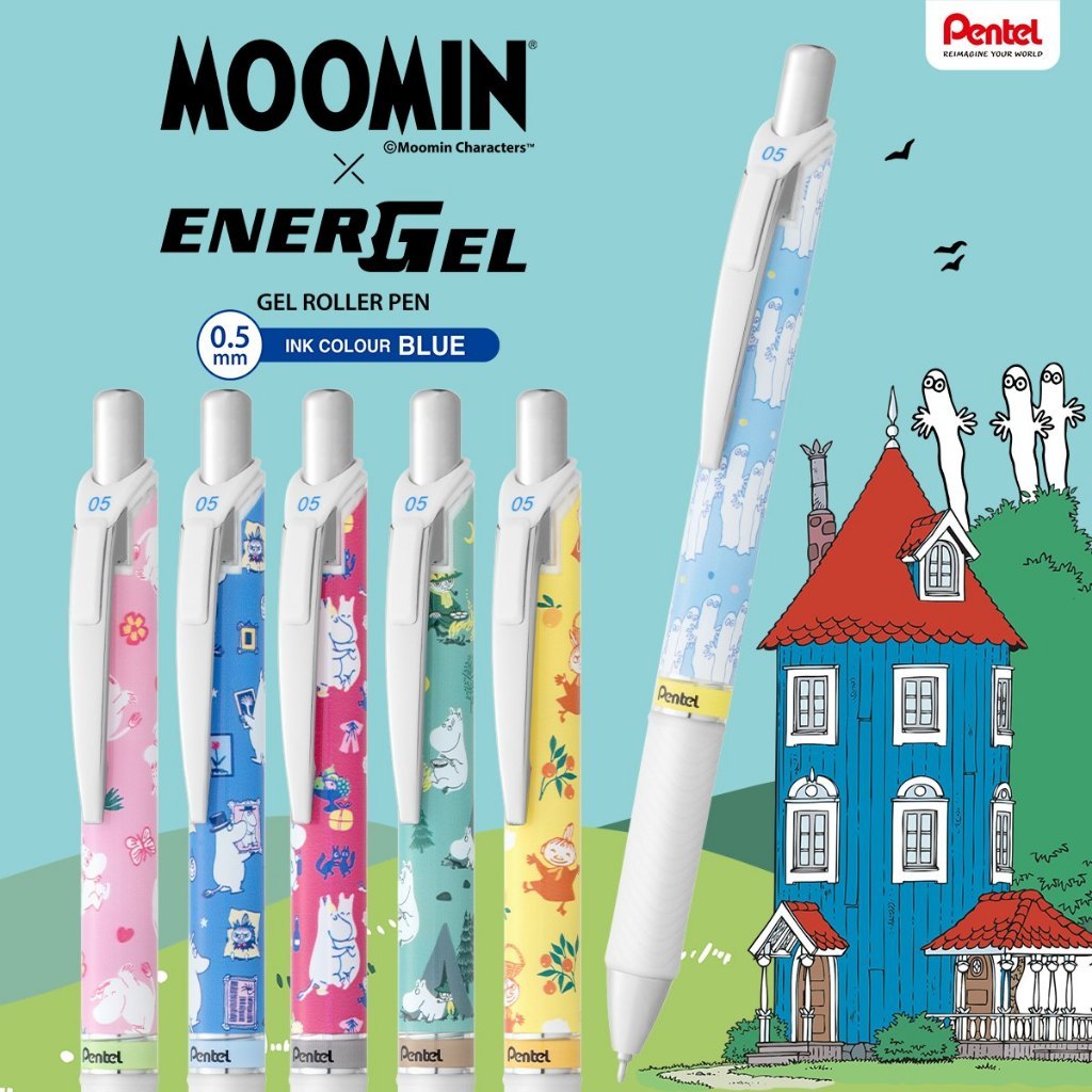 Pentel ปากกาENERGEL ลายพิเศษมูมิน แบบกด ขนาด 0.5 มม. หมึกสีน้ำเงิน