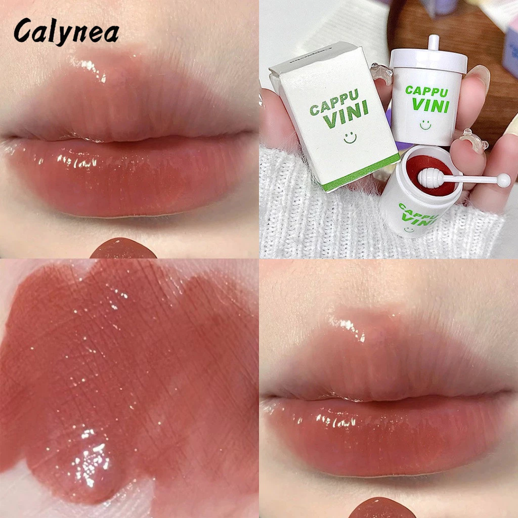 CALYNEA 3 ชิ้น / เซต แก้วชานม เคลือบริมฝีปาก ไวท์เทนนิ่ง กระจก ลิปกลอส น้ําธรรมชาติ ลิปกลอส เจลลี่ ลิปสติก