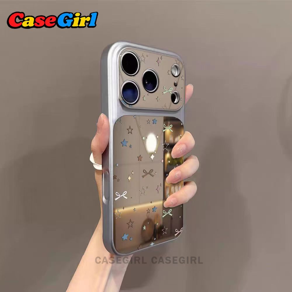 [✅คุ้มค่าที่สุด] เคส iPhone 17 13 11 XR 15 12 Pro Max 14 15 Plus XS Max กระจกลายดาวและโบว์ สีพาสเทล น่ารัก อินส์