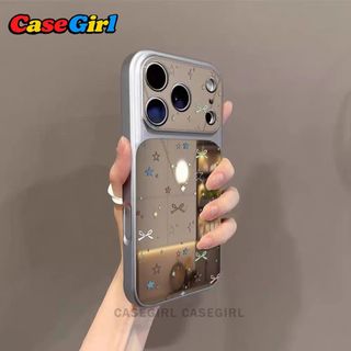 [✅คุ้มค่าที่สุด] เคส iPhone 17 13 11 XR 15 12 Pro Max 14 15 Plus XS Max กระจกลายดาวและโบว์ สีพาสเทล น่ารัก อินส์