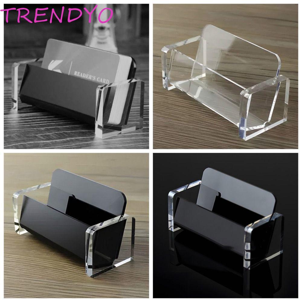 TRENDYO ที่ใส่นามบัตรอะคริลิค, ที่เก็บการ์ด Black & Clear Business Cards Display Holders, Fashion Card Organizer Elegant Design High-End ชื่อการ์ด Organizer เคาน์เตอร์โต๊ะ