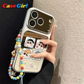 [✅คุ้มค่าที่สุด] เคสโทรศัพท์ iPhone 17 13 15 11 14 12 Pro Max 16 15 Plus XR XS Max ชินจัง น่ารักสุดๆ กระจกเงิน กันตก