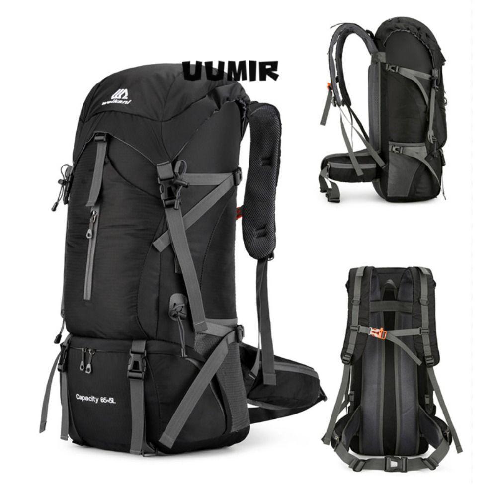 UUMIR Travel Rucksack, 70L กระเป๋าเป้สะพายหลังเดินทางมือถือ,แบบพกพากันน้ําความจุขนาดใหญ่กระเป๋าปีนเข