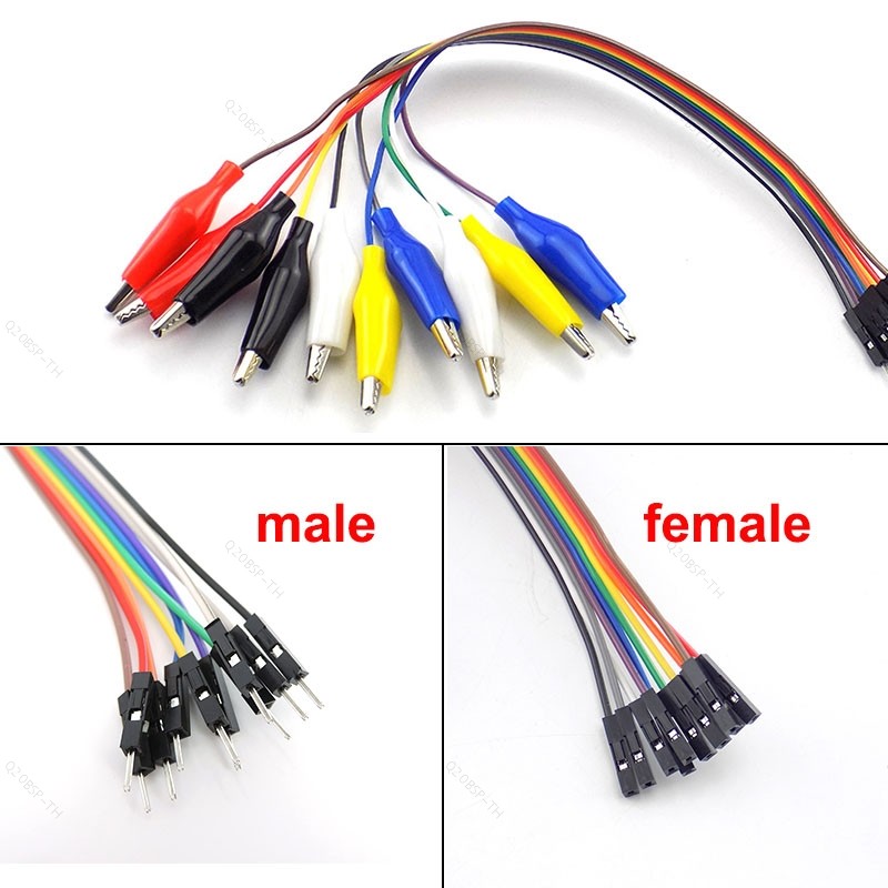 20 ซม./30 ซม.คลิปจระเข้จัมเปอร์ลวด 10pin ชาย 10pin หญิงจระเข้คลิปทดสอบสายตะกั่ว DIY การเชื่อมต่อ TH20B