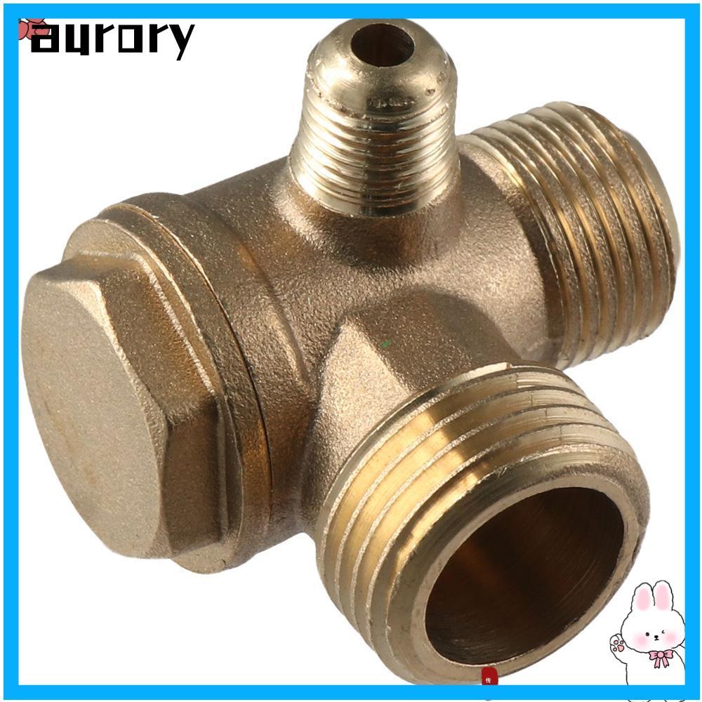 AURORY Check Valve, Gold 3-Port Foot Valve, ทนทานชายการเชื่อมต่อโอโซนความต้านทานทองเหลือง Backflow V