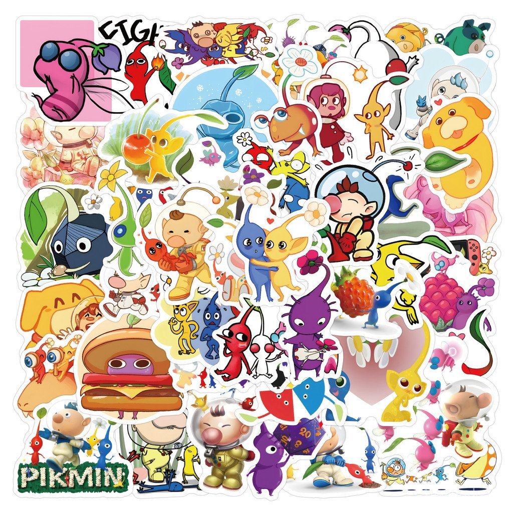 50 ชิ้น pikmin สไตล์ใหม่ pikmin การ์ตูนเกม Graffiti สติกเกอร์ตกแต่งกระเป๋าเดินทางหมวกกันน็อคสติกเกอร