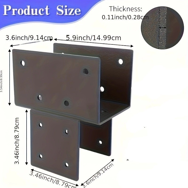 Cross-Border Heavy Duty จริง 3.5 นิ้ว x 3.5 นิ้วคอลัมน์เหล็กหมวกวงเล็บ Pavilion Crossbar Beam คอลัมน