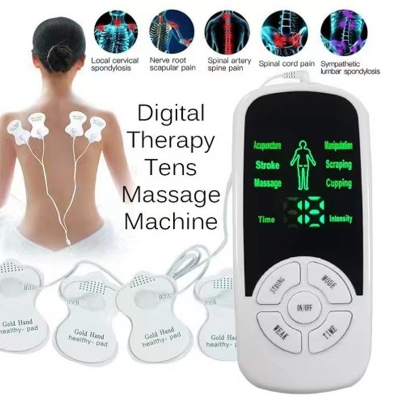 EMS Pulse เครื่องกระตุ้นกล้ามเนื้อไฟฟ้าพร้อมการนวดอิเล็กโทรด Digital Meridian Therapy Machine สําหรับคอหลัง Body Massge