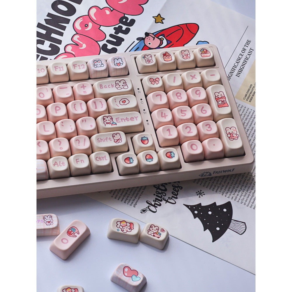 Snack Bunny Keyboard Keycap การ์ตูนน่ารัก MOA ซับสูง Ningzhi HI75/68/87/98/104