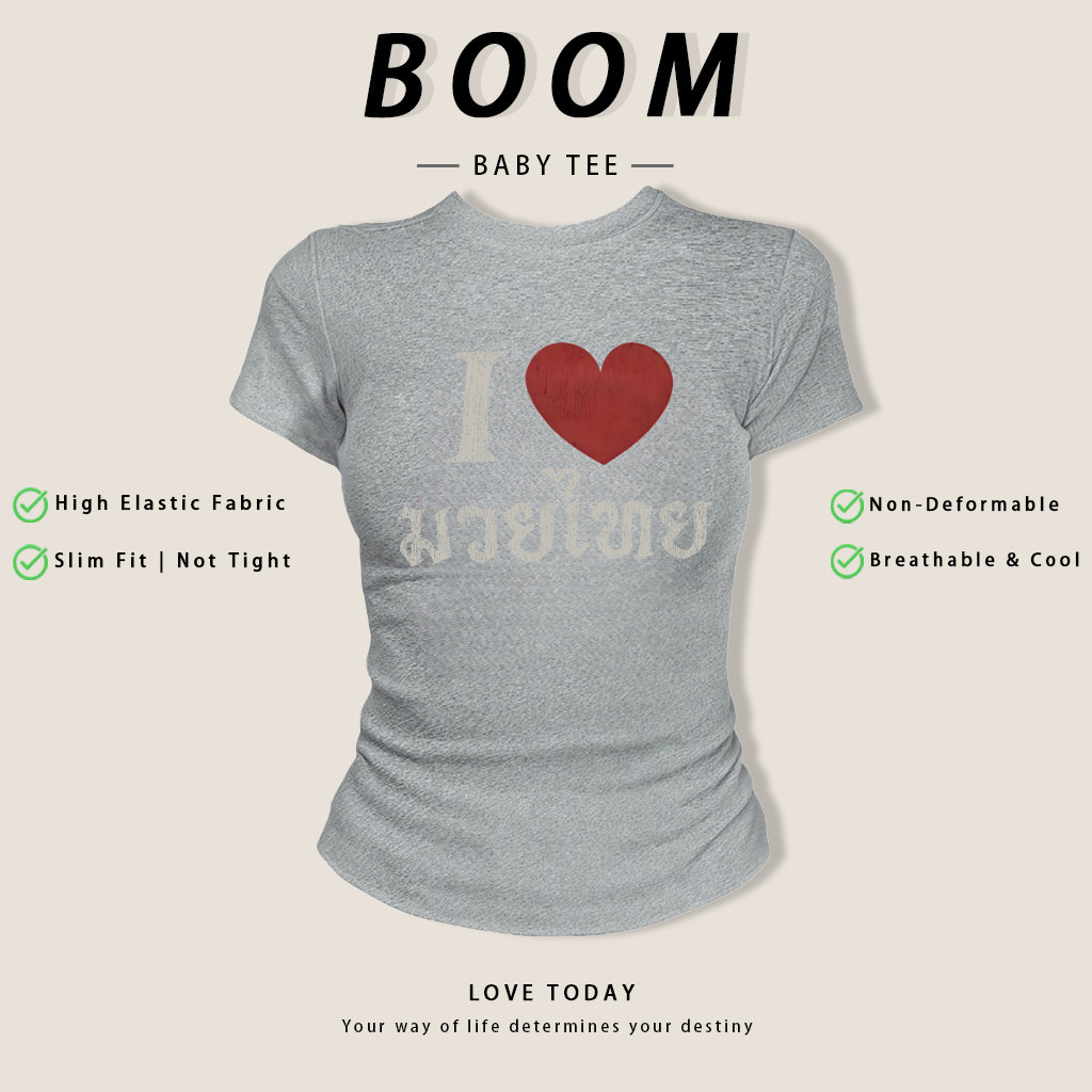 เสื้อยืดผู้หญิง Baby Tee ลาย I มวยไทย ทรงกระชับ รูปที่ 6