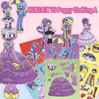 Poppy 5 Game Time Creative 5 รูปแบบ HUNTR/X VS Poppy เสื้อผ้าเปลี่ยนสติกเกอร์ Poppy Big Blue Cat สติ๊กเกอร์ตกแต่ง