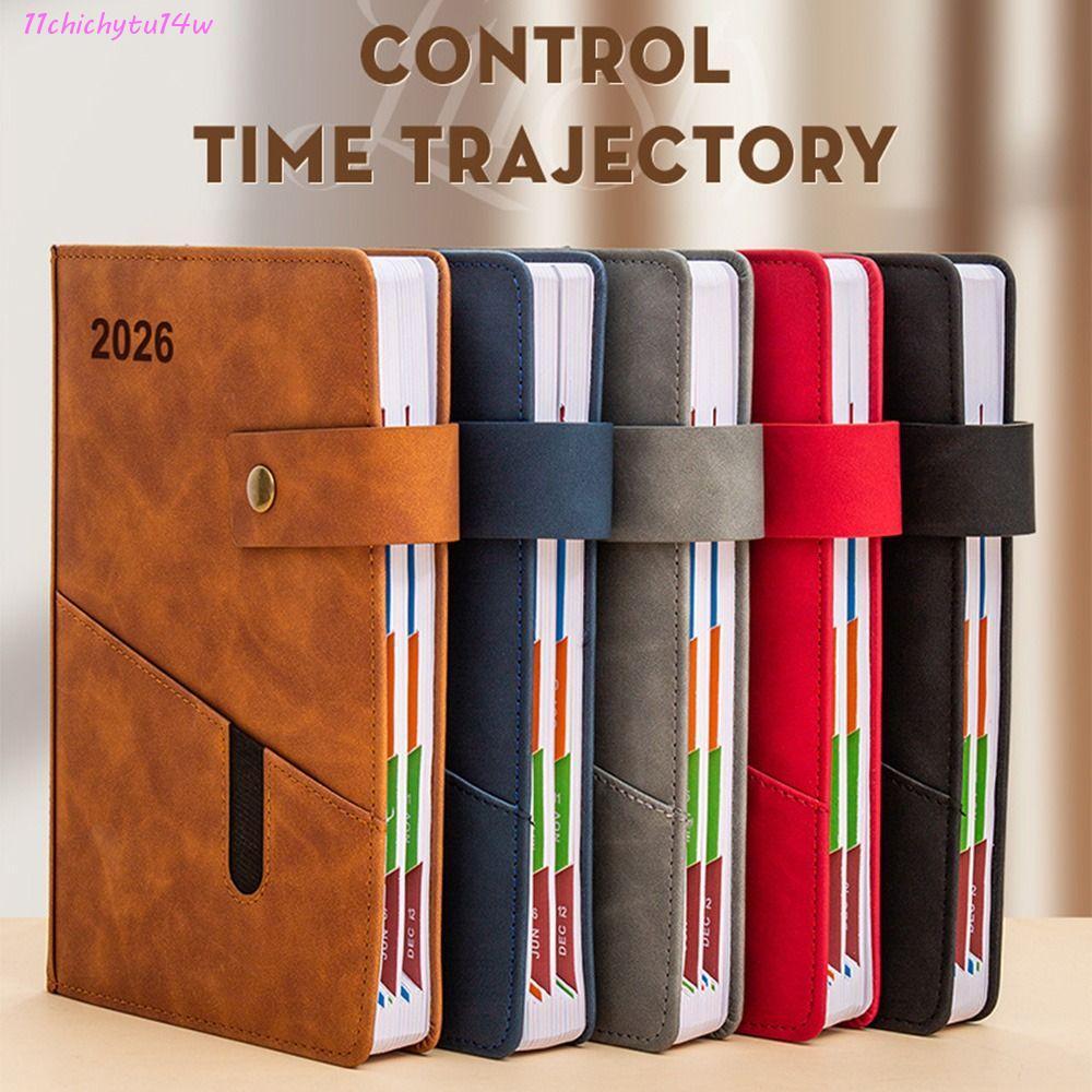 CHICHYTU14W A5 สมุดบันทึกวางแผนวาระ, บุ๊คมาร์ค 12 เดือน 2026 Schedule Planner Notepad, ทนทานทนต่อการ