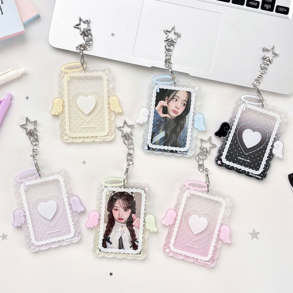 Angel Wing Heart Photocard Holder เฟรมการ์ด หัวใจปีกนางฟ้า สายคิวท์ห้อยกระเป๋าได้ ผู้ถือบัตร