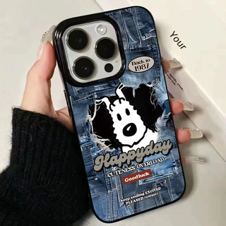 เคสหนังลายสุนัขคู่รักสุดเท่ ลายกระต่าย สีเทียนชินจังสำหรับ IPhone 17 16 11 13 15 12 14 Pro Max XR XS X Max 15 7 8 Plus