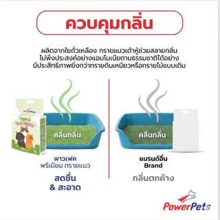ทรายแมว ทรายเต้าหู้ PowerPets ขนาด 7 ลิตร ดีต่อสิ่งแวดล้อม ดับกลิ่น จับตัวเป็นก้อนเร็ว ปราศจากฝุ่น มีหลายกลิ่นให้เลือก