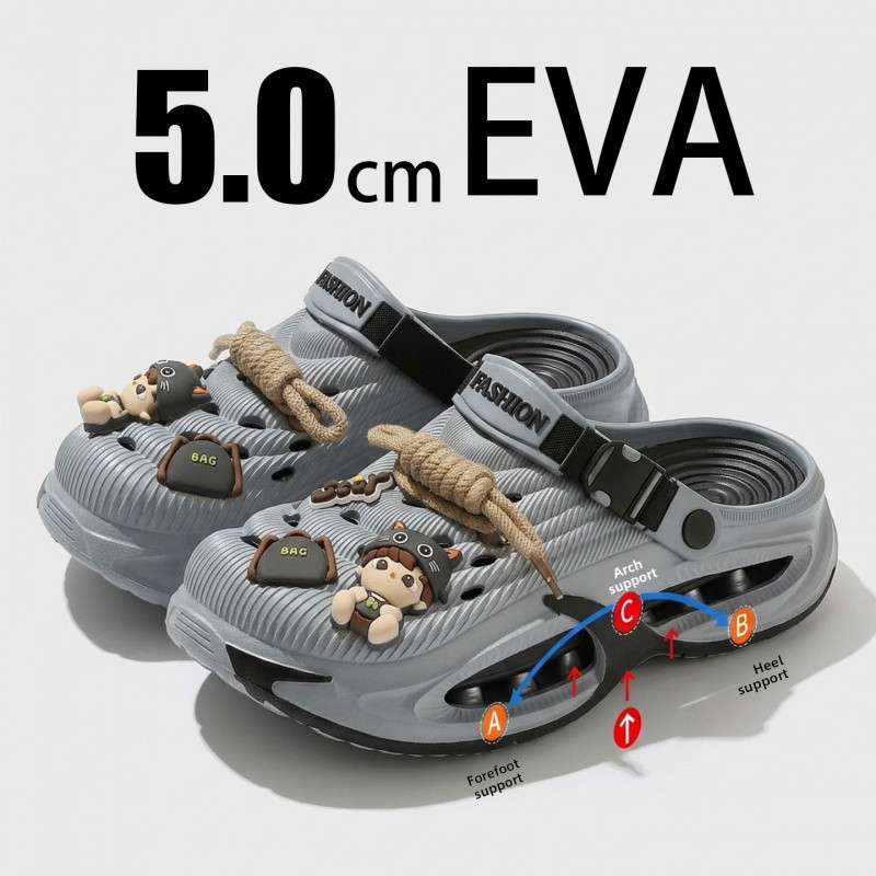 ASHALI ผู้ชายฤดูร้อน Breathable Anti-Slip Toe-Covered รองเท้าแตะกลางแจ้งสวมใส่ยาง Sole กีฬาชายหาดกันกระแทก S