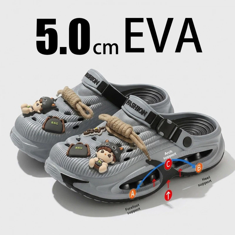 ASHALI ผู้ชายฤดูร้อน Breathable Anti-Slip Toe-Covered รองเท้าแตะกลางแจ้งสวมใส่ยาง Sole กีฬาชายหาดกันกระแทก S