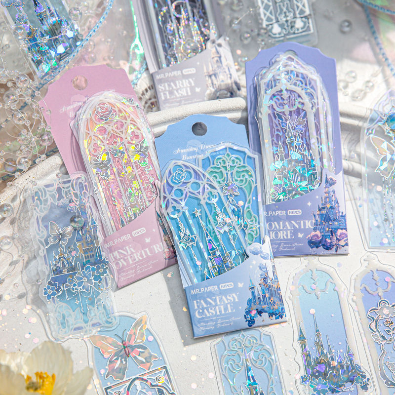 Streamer Dreamland Shell Light PVC Bookmark มูลค่าสูง ins Dream Castle นักเรียนอ่าน Mark อ่านหนังสือหน้าคลิป