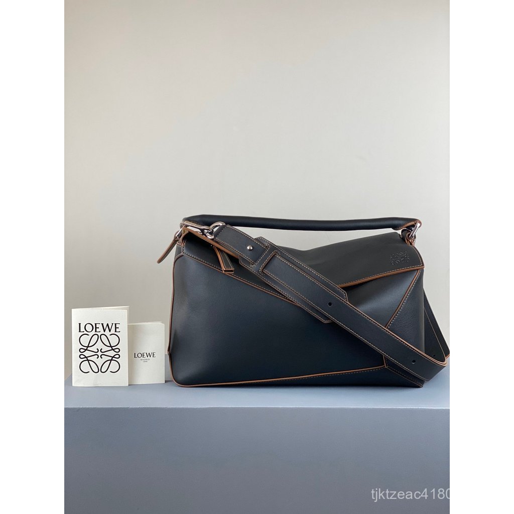 LOEWE Puzzle Messenger Bag Geometric Stitching Color Flap Crossbody Female Bag
