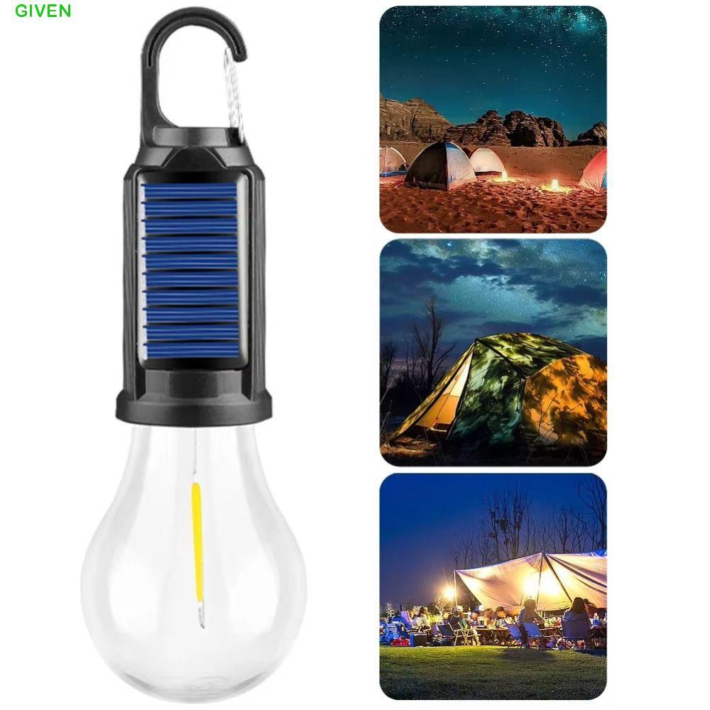 GIVEN โคมไฟ LED พลังงานแสงอาทิตย์,ชาร์จ 4 โหมดโคมไฟ LED,แบบพกพากันน้ํามือถือ ABS Camping โคมไฟตกปลา