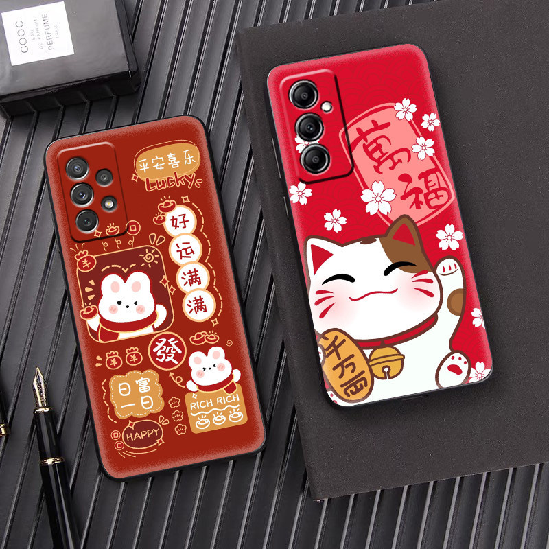 เหมาะสําหรับ Samsung Galaxy M15/f13/S25PRO ปีใหม่สีแดงเทศกาล A26/A35 เคสโทรศัพท์ป้องกันกรณี a16 ปีให