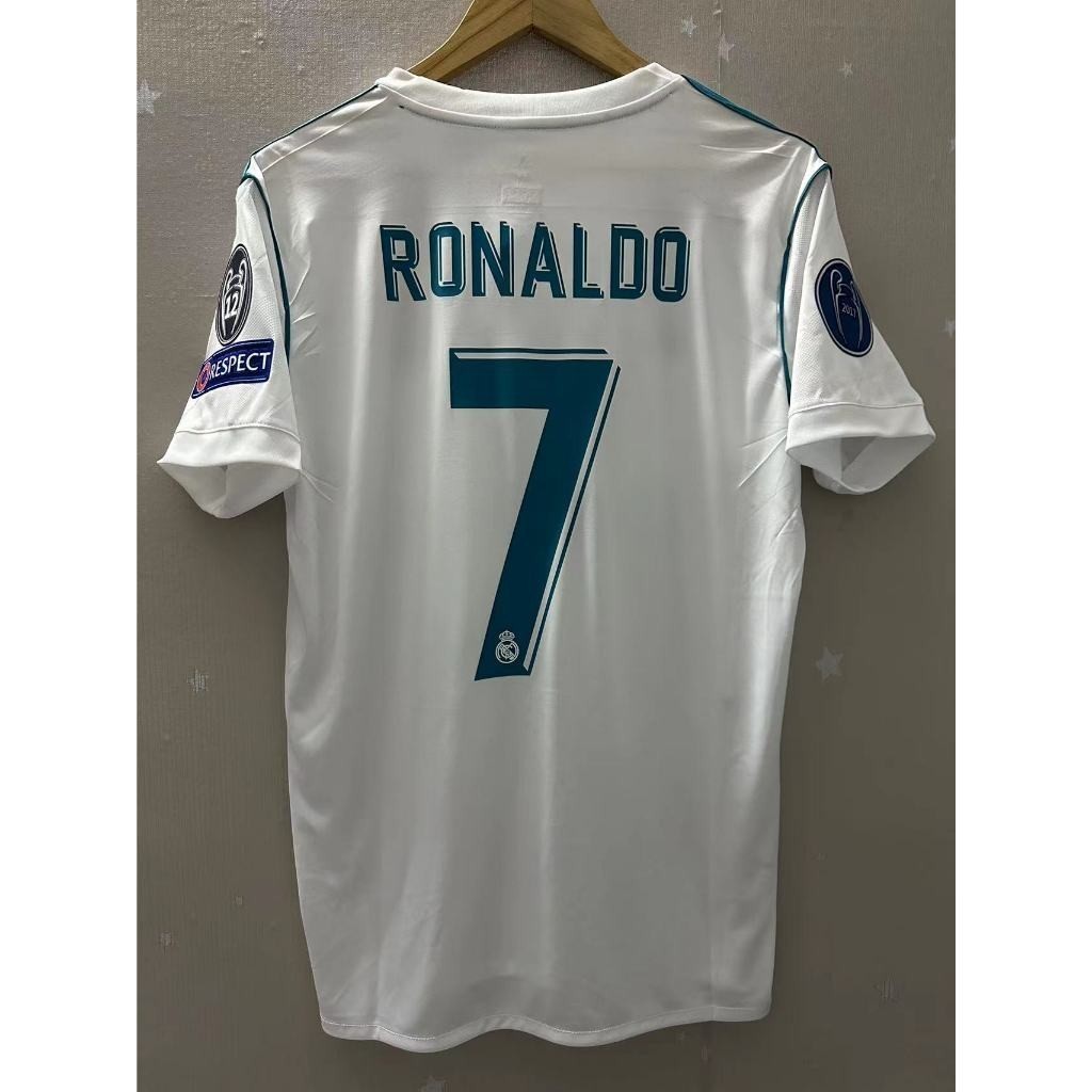 S-XXL 17-18 Real-Madrid RONALDO BALE SERGIO RAMOS Home Retro Football Jersey เสื้อยืดที่กําหนดเอง Be