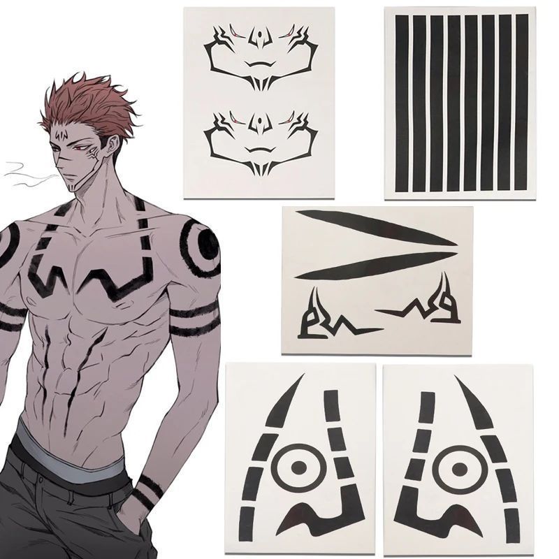 咒术回战cos纹身贴虎杖悠仁夏油杰狗卷棘两面宿瘫贴纸4.20Jujutsu Kaisen Cosplay Tattoo Stickers Yuji Itadori, Geto Suguru, Inum