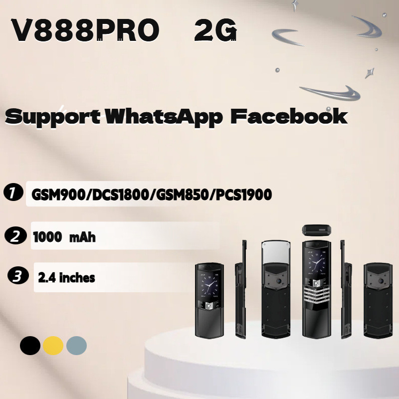 V888PRO 2G ฝาครอบสไลด์ปุ่มอัจฉริยะโทรศัพท์ผู้สูงอายุ