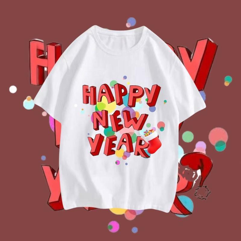 เสื้อลายปีใหม่สวยน่ารักใส่สบาย ผ้าคอตตอน สินค้ามีพร้อมส่งจากไทย มีหลายสี