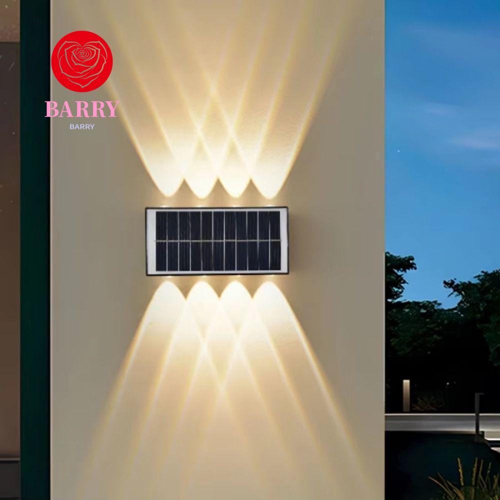 BARRY โคมไฟติดผนังพลังงานแสงอาทิตย์, IP65 กันน้ําขึ้นและลง 4/6/8 ไฟ LED พลังงานแสงอาทิตย์, ทนทานอบอุ่น/สีขาว/RGB ไฟประหยัดพลังงานตกแต่งแสงกลางแจ้งอัตโนมัติตกแต่ง