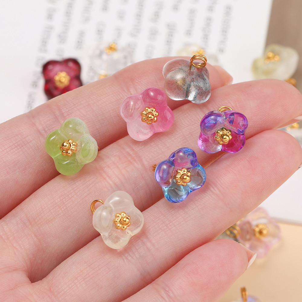 St.kunkka 5 ชิ้น จี้ดอกไม้แก้ว 4 กลีบ มีห่วงทอง วัสดุ DIY สำหรับทำสร้อยข้อมือและงานประดิษฐ์ ราคา ถูกที่สุด ดีลบีเคเค แกลเลอรีภาพที่ 8