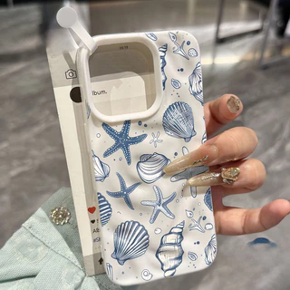 เคส TPU ลายเปลือกหอยแฟนตาซีรูปดาวสีฟ้า สำหรับ IPhone 16 17 air 15 14 6 6s Plus XR 11 16 13 15 14 12 Pro Max X XS MAX