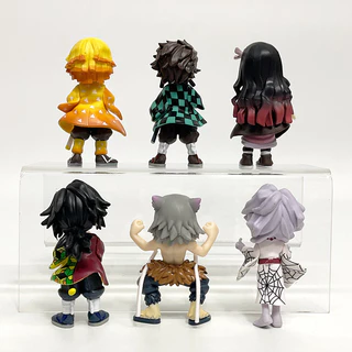 6 ชิ้น/เซ็ต 8-9 ซม.การ์ตูนอะนิเมะรูป Tanjirou Nezuko Zenitsu Inosuke Giyuu Rui รุ่น Q PVC Action Figures ตุ๊กตาของเล่น