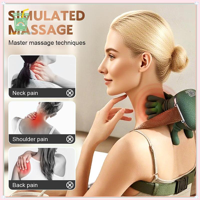 [สี] เครื่องนวดคอพร้อมมือจําลองไร้สายแบบพกพานวดคอและหลัง 4D นวดออกแบบนวดสําหรับบรรเทาอาการปวดและผ่อน