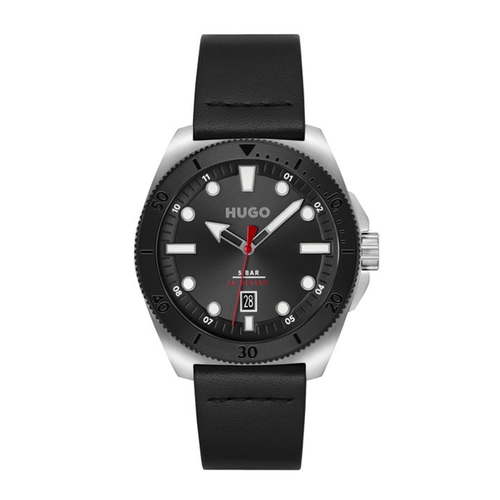 HUGO BOSS นาฬิกาข้อมือผู้ชาย VISIT รุ่น HB1530301 สายหนัง สีดำ 44มม.