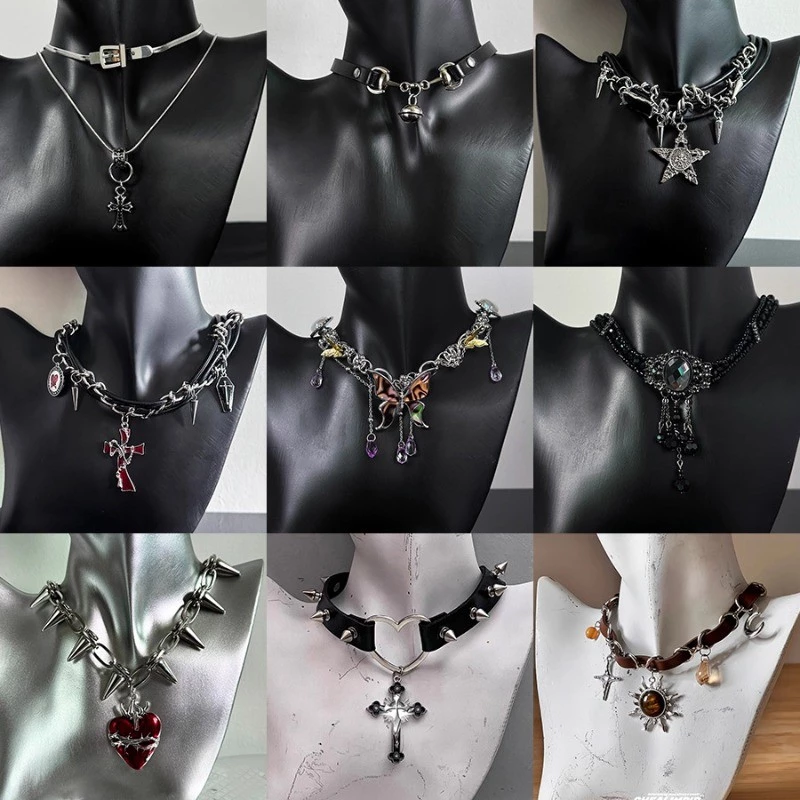 Y2k จี้หัวใจ Rivet Clavicle Chain Punk Subculture ผีเสื้อ Choker สร้อยคอเครื่องประดับอุปกรณ์เสริม