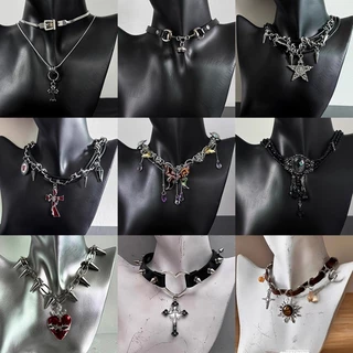 Y2k จี้หัวใจ Rivet Clavicle Chain Punk Subculture ผีเสื้อ Choker สร้อยคอเครื่องประดับอุปกรณ์เสริม